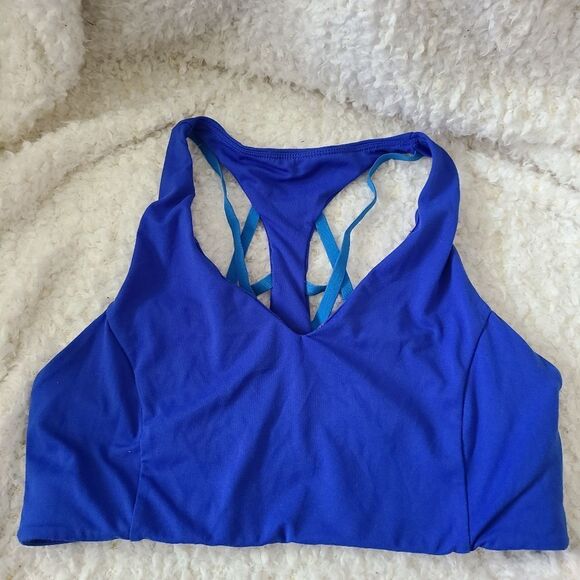 Fabletics Kessler High‎ Impact Sports Bra sz L in Endeavor/Royal - Picture 1 of 4